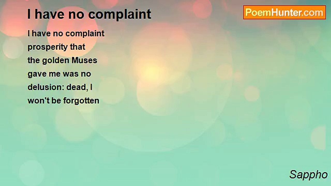 Sappho - I have no complaint