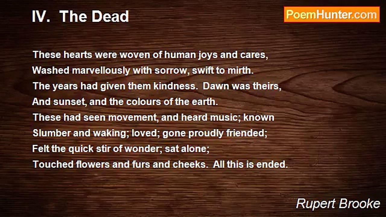 Rupert Brooke - IV.  The Dead