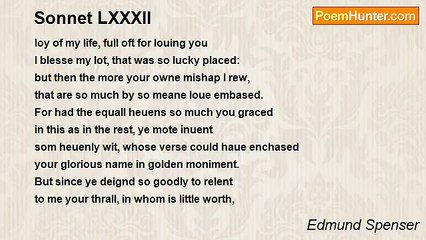Edmund Spenser - Sonnet LXXXII