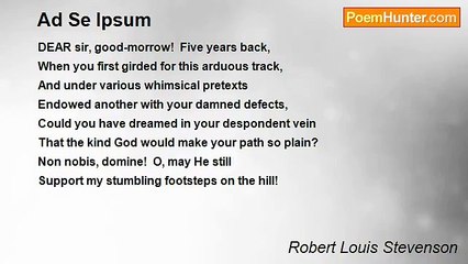Robert Louis Stevenson - Ad Se Ipsum