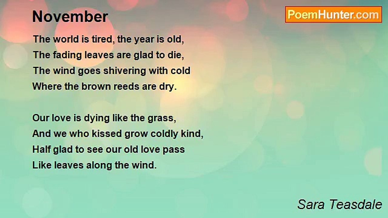 Sara Teasdale - November