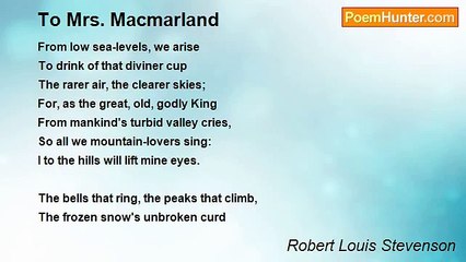 Robert Louis Stevenson - To Mrs. Macmarland