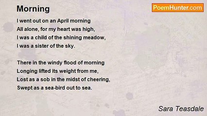 Sara Teasdale - Morning