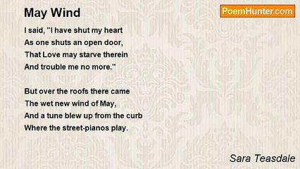 Sara Teasdale - May Wind