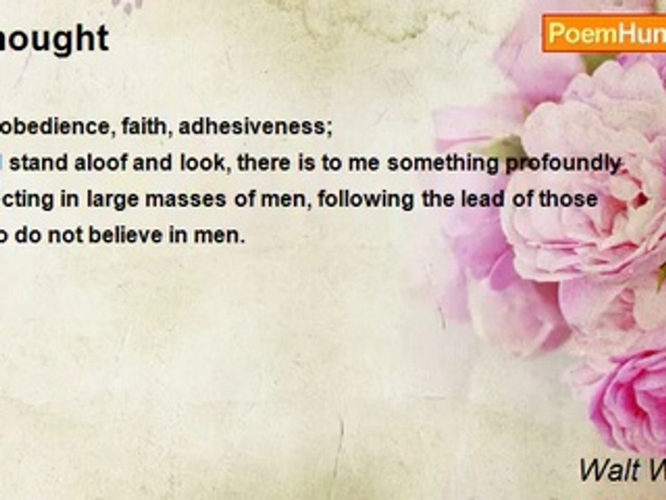Walt Whitman - Thought