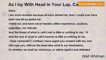 Walt Whitman - As I lay With Head In Your Lap, Camerado