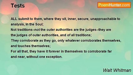 Walt Whitman - Tests