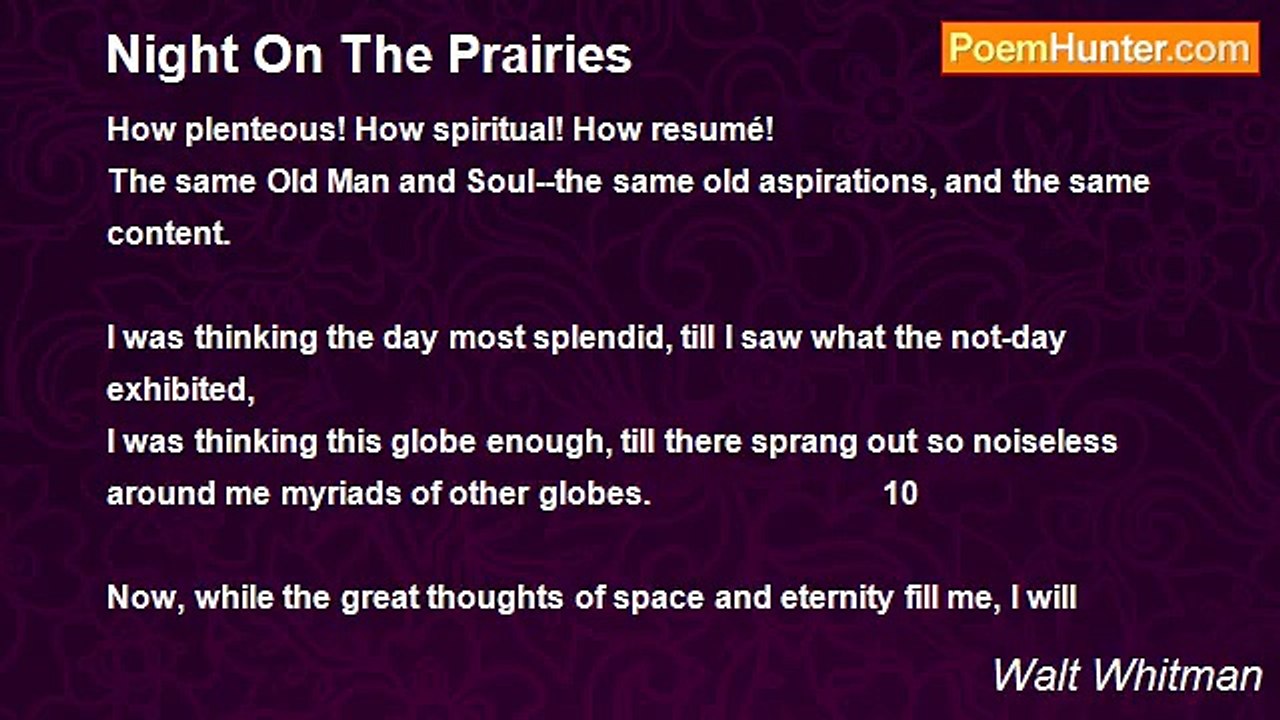 Walt Whitman - Night On The Prairies