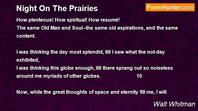 Walt Whitman - Night On The Prairies