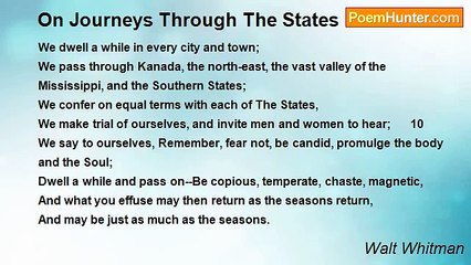 Walt Whitman - On Journeys Through The States