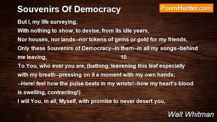 Walt Whitman - Souvenirs Of Democracy