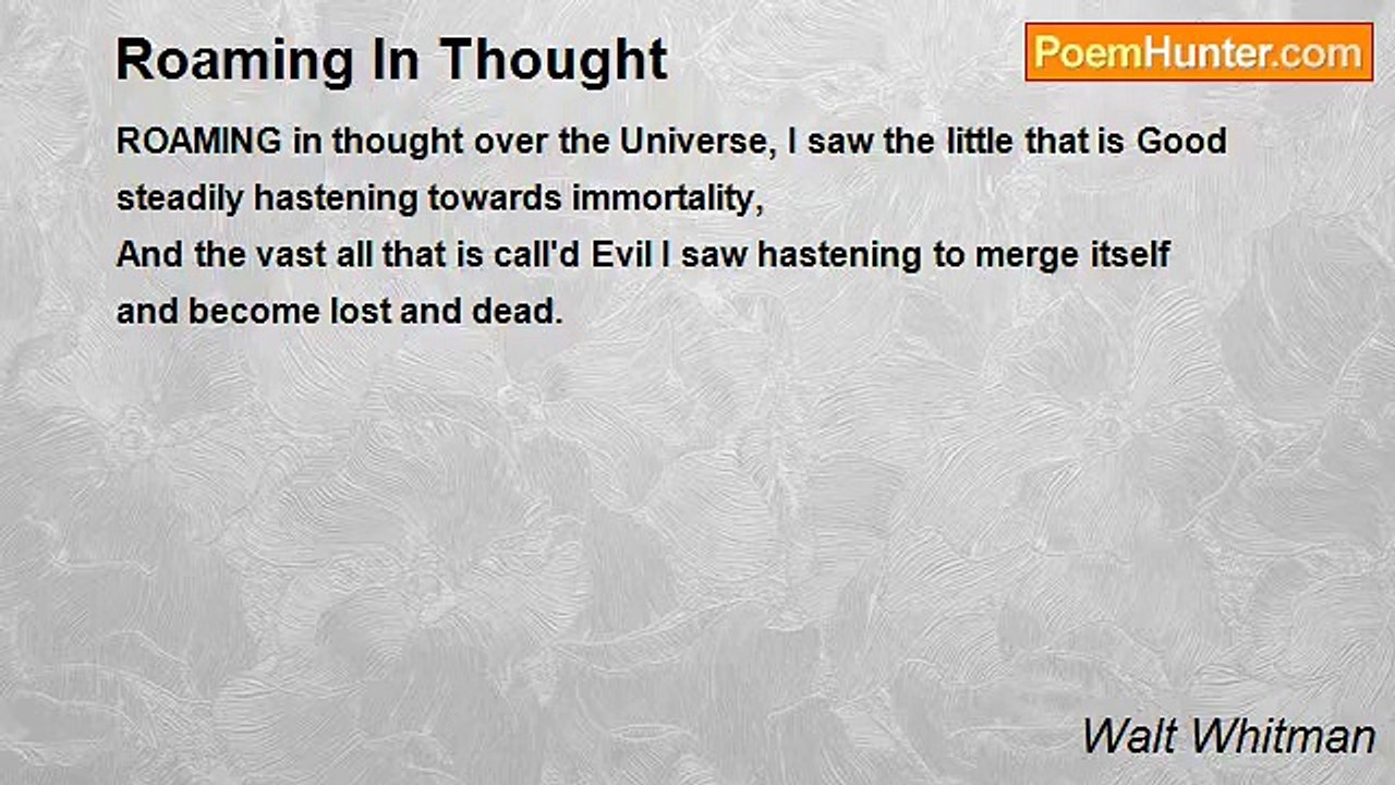 Walt Whitman - Roaming In Thought