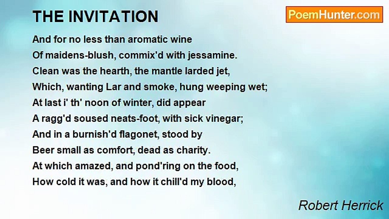 Robert Herrick - THE INVITATION