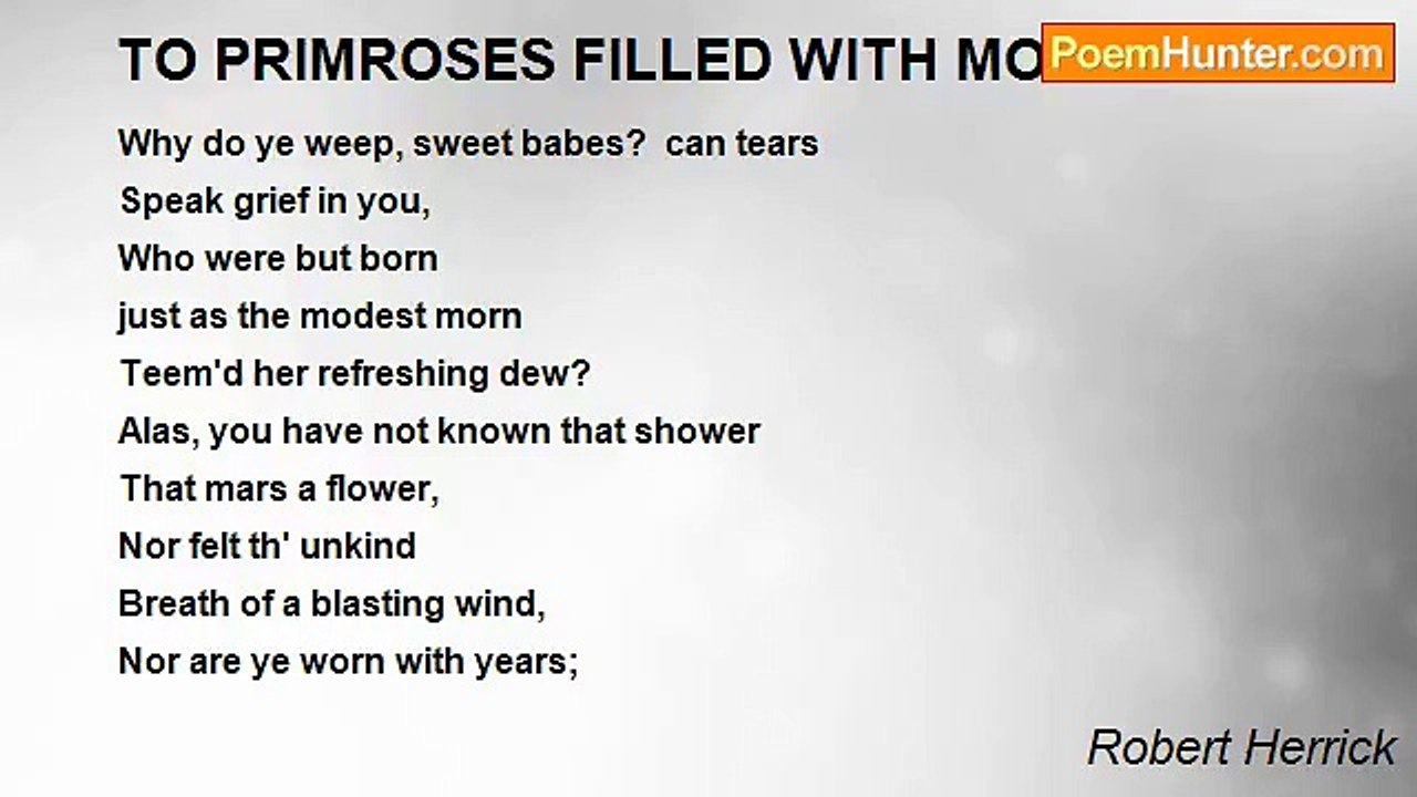 Robert Herrick - TO PRIMROSES FILLED WITH MORNING DEW