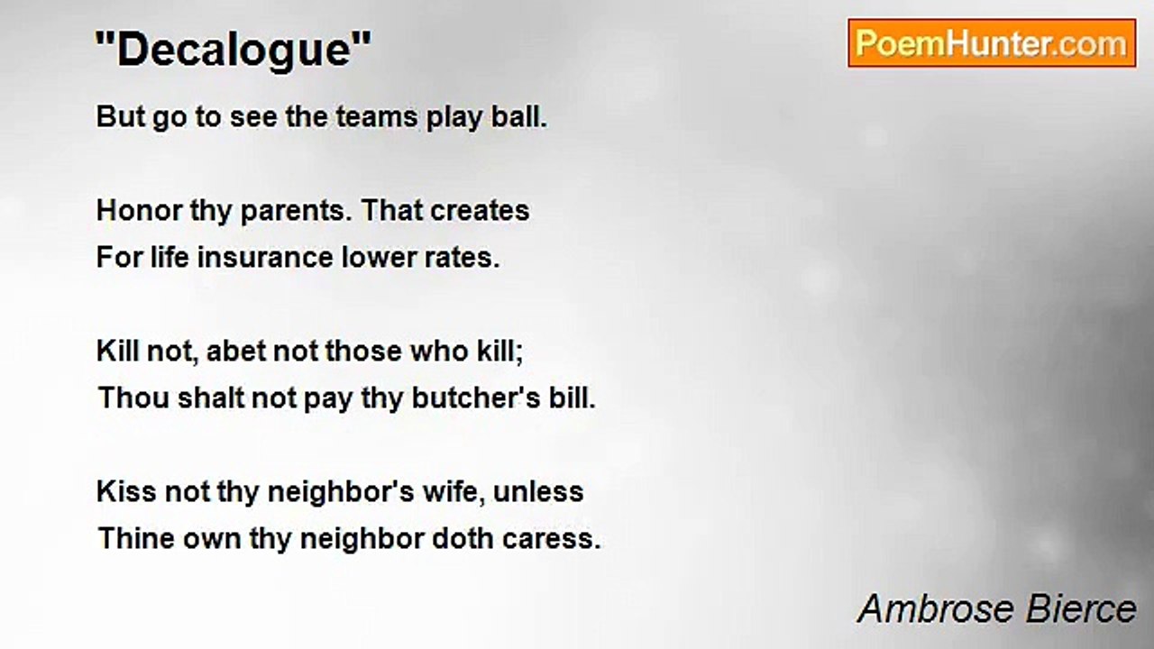 Ambrose Bierce - "Decalogue"