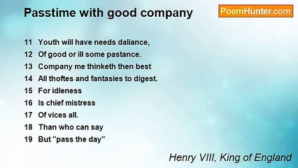 Henry VIII, King of England - Passtime with good company