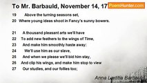 Anna Lætitia Barbauld - To Mr. Barbauld, November 14, 1778