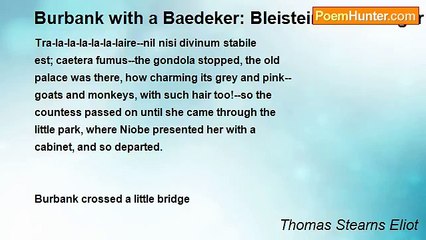 Thomas Stearns Eliot - Burbank with a Baedeker: Bleistein with a Cigar
