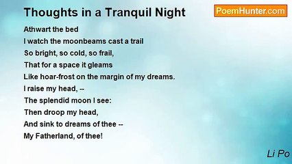 Li Po - Thoughts in a Tranquil Night
