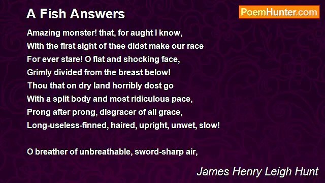 James Henry Leigh Hunt - A Fish Answers