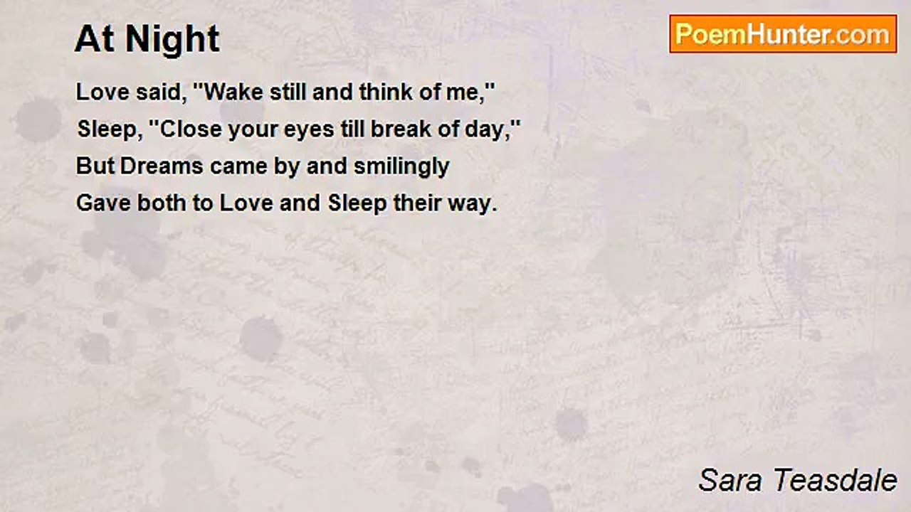 Sara Teasdale - At Night