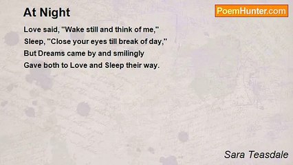 Sara Teasdale - At Night