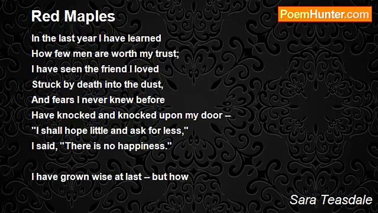 Sara Teasdale - Red Maples