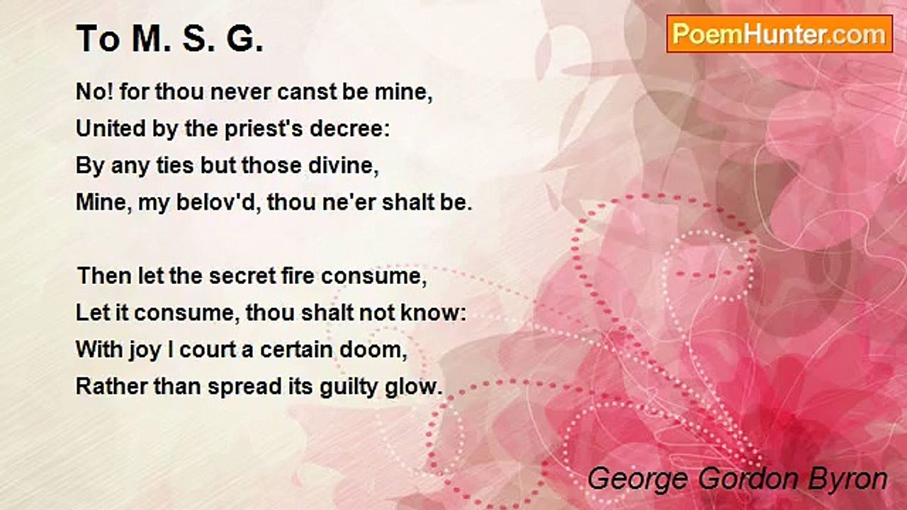 George Gordon Byron - To M. S. G.