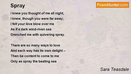 Sara Teasdale - Spray