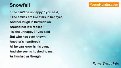 Sara Teasdale - Snowfall
