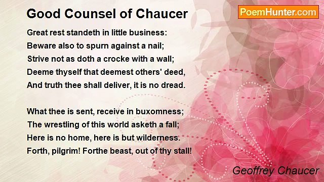 Geoffrey Chaucer - Good Counsel of Chaucer