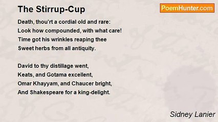Sidney Lanier - The Stirrup-Cup