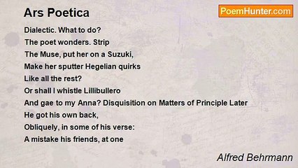 Alfred Behrmann - Ars Poetica
