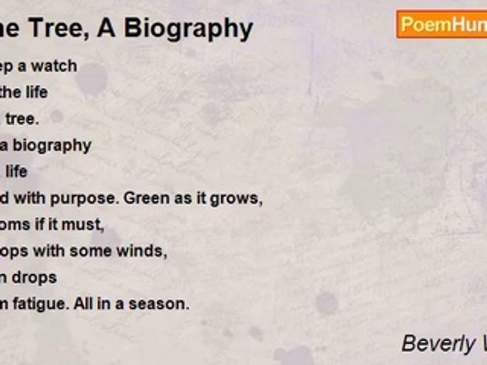 Beverly Watkins - The Tree, A Biography