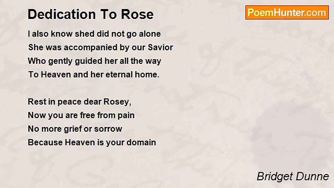 Bridget Dunne - Dedication To Rose