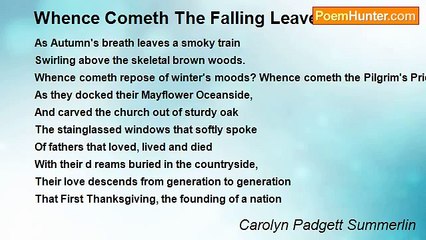 Carolyn Padgett Summerlin - Whence Cometh The Falling Leaves?