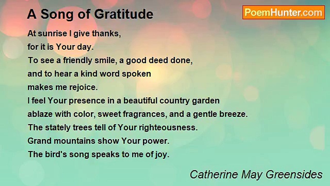 Catherine May Greensides - A Song of Gratitude