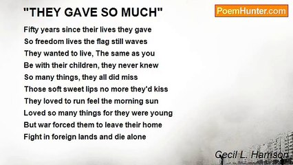 Cecil L. Harrison - "THEY GAVE SO MUCH"
