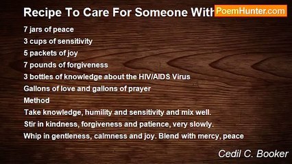 Cedil C. Booker - Recipe To Care For Someone With HIV/AIDS