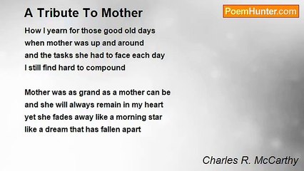 Charles R. McCarthy - A Tribute To Mother
