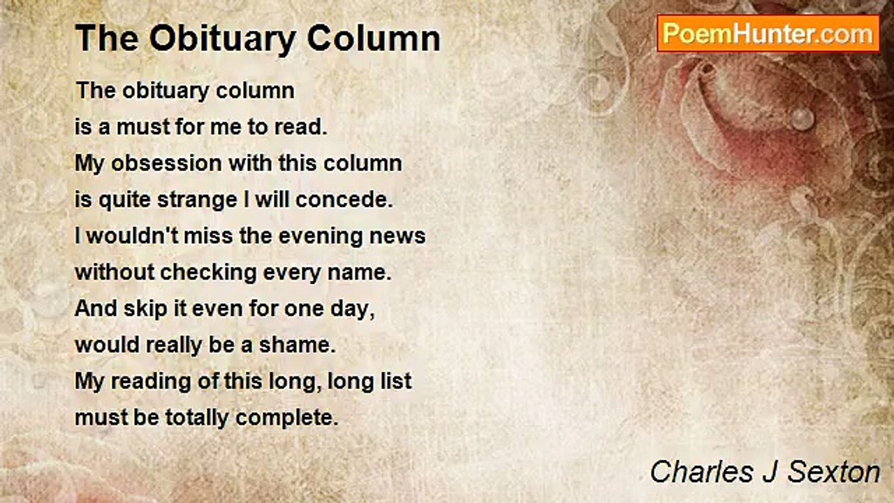 Charles J Sexton - The Obituary Column