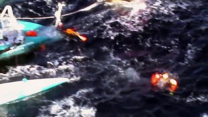 Les images incroyables de l'hélitreuillage de Pierre Antoine - skipper Multi 50 Olmix