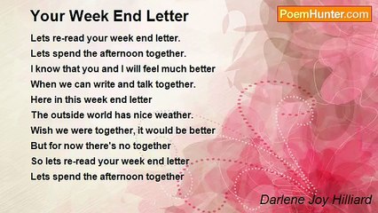 Darlene Joy Hilliard - Your Week End Letter