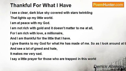 Derrick Allenger - Thankful For What I Have
