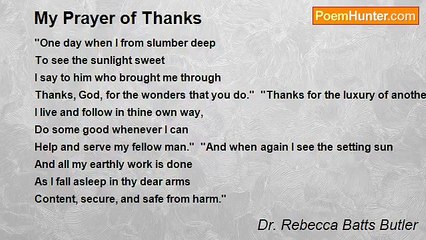 Dr. Rebecca Batts Butler - My Prayer of Thanks