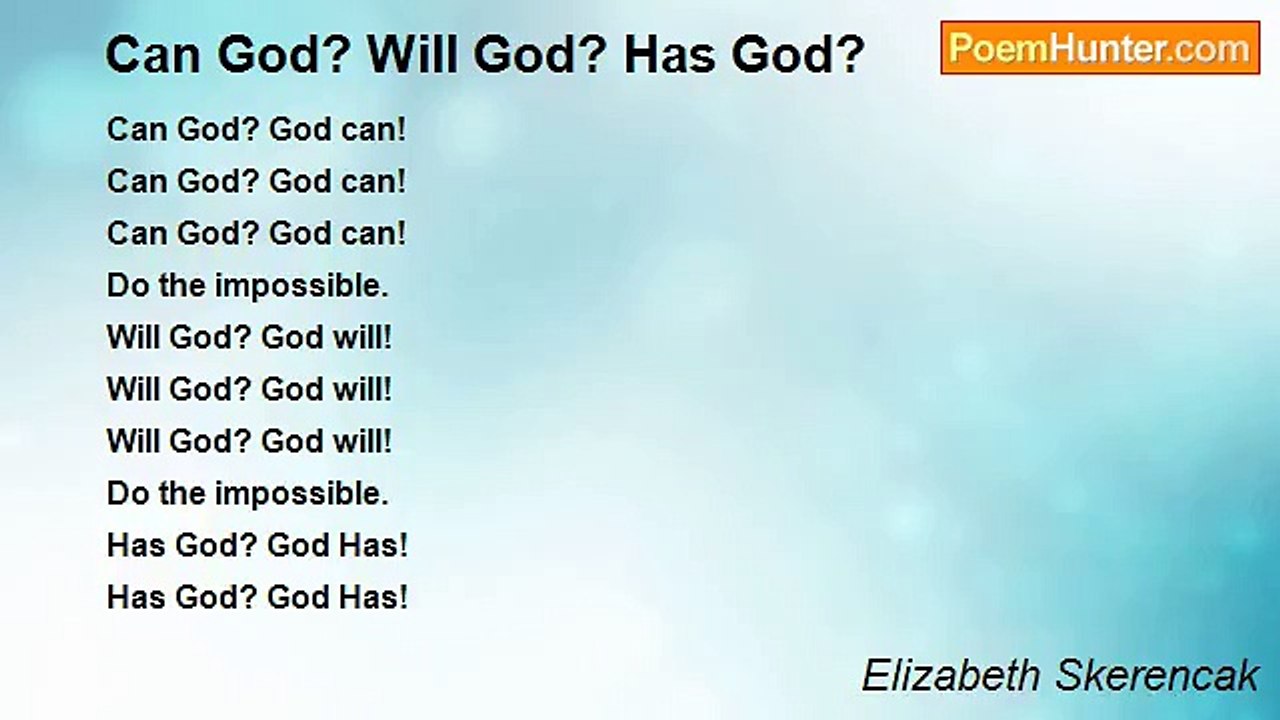 Elizabeth Skerencak - Can God? Will God? Has God?