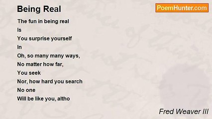 Fred Weaver III - Being Real