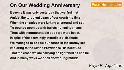 Kaye B. Aquilizan - On Our Wedding Anniversary
