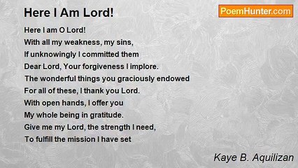 Kaye B. Aquilizan - Here I Am Lord!