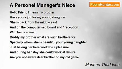 Marlene Thaddeus - A Personel Manager's Niece